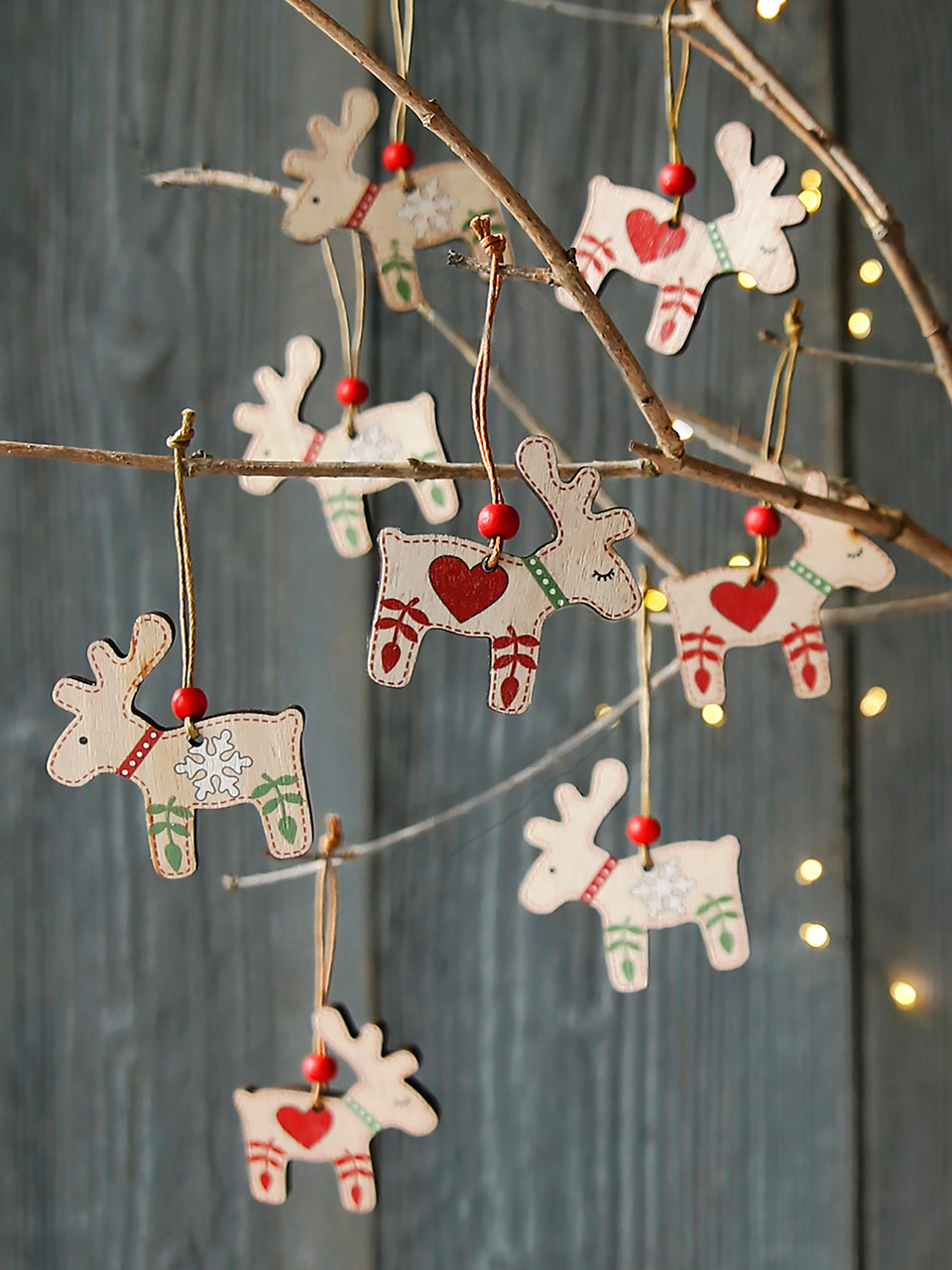 Set di decorazioni con renne del folklore scandinavo